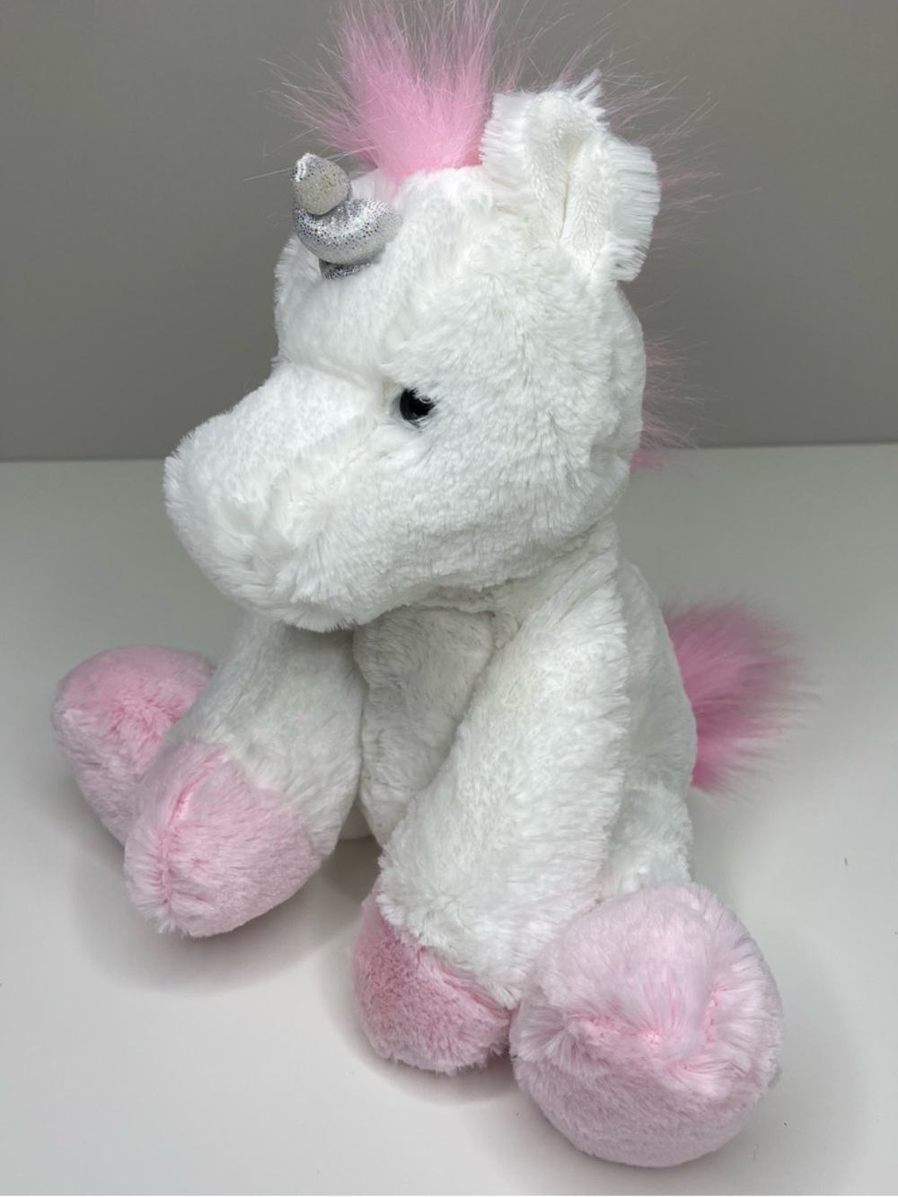 Aurora Purely Luxe Pink & White Unicorn Plush Toy Stuffed Animal 10"